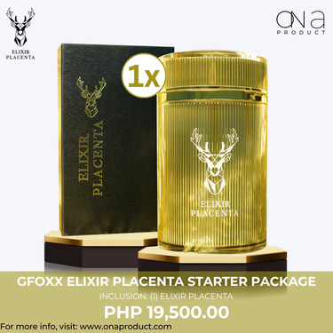 Gfoxx Elixir Placenta Starter Package with benefits, including dropshipping access and lifetime discounts.